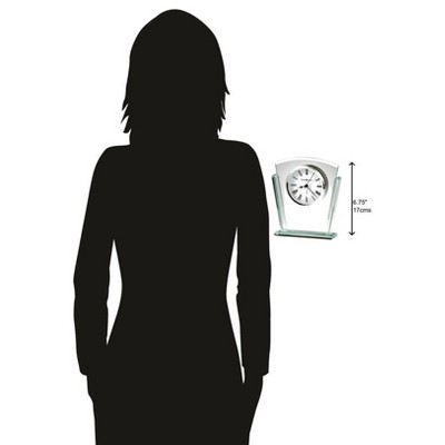 Granby Polished Silver and Glass Contemporary Table Clock