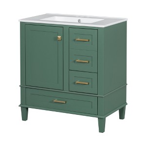 Dexmalle 30"Modern Bathroom Cabinet with Sink Combo Set and a Soft Closing Door and 3 Drawers - 1 of 4