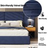 GDFStudio Salome 3pcs Velvet Upholstered Bedroom Furniture Set with Two LED Nightstands - 4 of 4