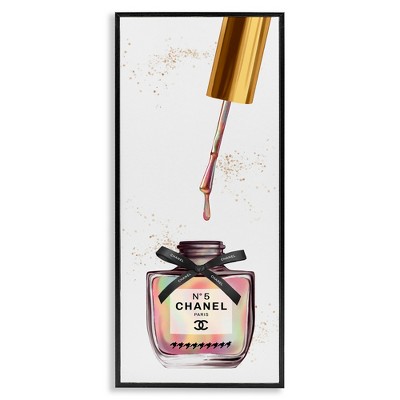 Stupell Industries Makeup Nail Polish Brush Rainbow & Gold, 10" x 24"