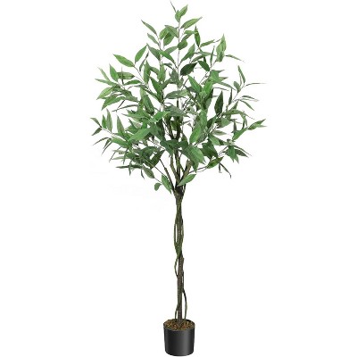 Artificial Eucalyptus Tree, Tall Faux Eucalyptus Stems Fake Plants with Realistic Silk Leaves, Fake Trees for Indoor Outdoor Decor