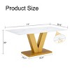 71" Marble Rectangular Dining Table,4-6 Seats,Dining Table With V Shaped MDF Table Legs,For Kitchen,Living Room-Cuddlewood - 4 of 4