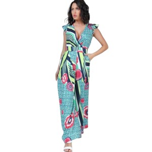 Slickblue Women’s Surplice Jumpsuit with Ruffle Sleeves, Flattering Cinched Waist, Casual to Chic, Size & Color Options - 1 of 4