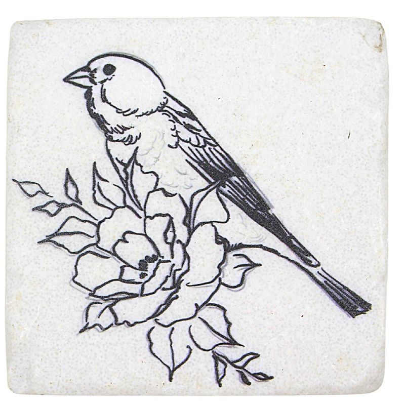 Ganz 3.75 In Bird With Flower Coaster Set Line Art Drawling Coasters, 4 of 6