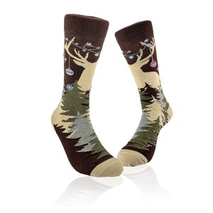 Reindeer in the Mountains Holiday Socks from the Sock Panda (Men's or Women's Sizes, Adult Large or Adult Medium) - 1 of 4