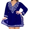 HAPPY BAY Women's Summer Vacation Beachwear Mini Bathing Suit Short Beach Dress Bikini Swimsuit Cover ups Medium-Large Blue Solid - 3 of 4