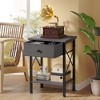VECELO Modern X-Design Nightstand, End/Side Table with Fabric Drawer & Open Storage Shelves for Bedroom or Living Room - 4 of 4