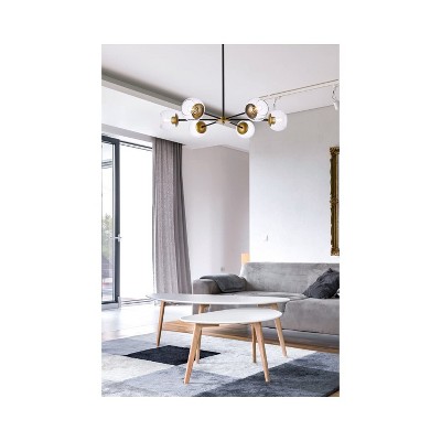 Modern Black and Brass Glass Globe Pendant Light