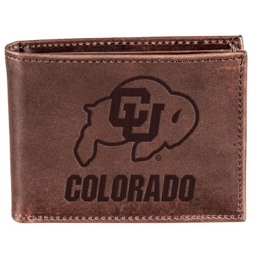 Evergreen NCAA Colorado Buffaloes Brown Leather Bifold Wallet Officially Licensed with Gift Box