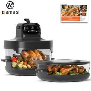 Kismile 5 in 1 Glass Air Fryer, 360 Transparent Visibility Air Fryer, 4.7QT & 2.6QT Dual Glass Containers with Lids,Freezer & Dishwasher Safe - 1 of 4