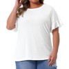 Agnes Orinda Women's Plus Size Short Flounce Sleeve Casual Summer Round Neck Blouses - 2 of 4