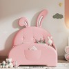 Cute Twin Size Upholstered Princess Bed,Platform Bed with Rabbit-Shape Headboard and Footboard,for Kids Toddlers Boys Girls Bedroom Use - 2 of 4