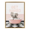 Kate & Laurel All Things Decor 18"x24" Sylvie Baby Elephant No 3 in Get Naked Bath Framed Canvas by Amy Peterson Bright Gold - 2 of 4
