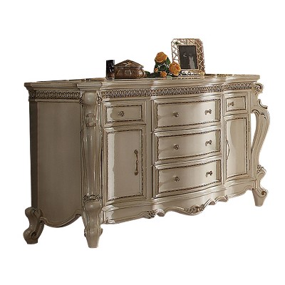 White Glam Dresser with Dovetail and Felt Lined Drawers