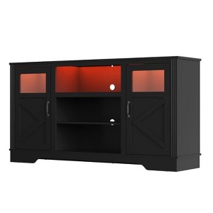 High-Rise Farmhouse-Style TV Stand with LED Lighting Three-Tier Storage Shelving Entertainment Center Suitable for Living Rooms and Bedrooms - 1 of 4