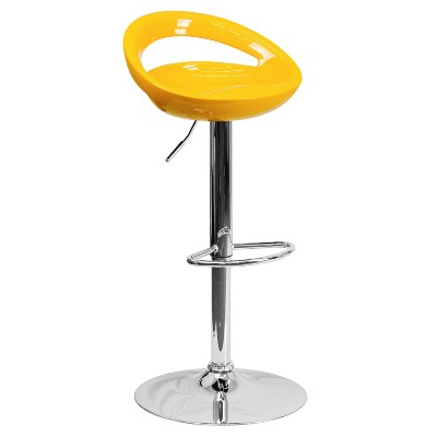 Emma and Oliver Rounded Cutout Back Swivel Adjustable Height Barstool, Chrome Base