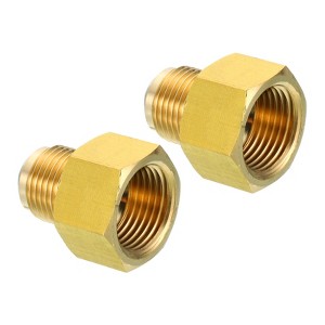 Unique Bargains Fit Air Gas Line Refrigeration Brass SAE 45 Degree Flare Plumbing Connectors - 1 of 4