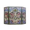 Chloe Lighting Bardot Tiffany-Glass Victorian 3pcs Folding Fireplace Screen 40" Wide - 2 of 4