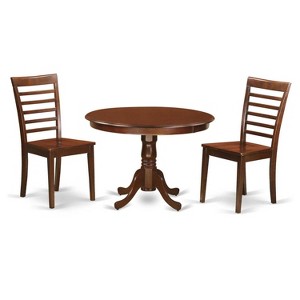 3-Piece Mahogany Finish Solid Wood Top - Round Dining Room Set - Seats 4 - 1 of 4