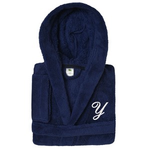 Personalized Linum Kids 100% Polyester SUPER PLUSH Double Brushed Hooded Bathrobe in White Script Font - 1 of 3