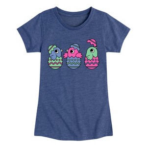 Girls' - Instant Message - Chicks In Eggs Fitted Short Sleeve Graphic T-Shirt - 1 of 4