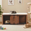 KWPZQEB Luxury Wooden Dog Kennel, 2 in 1 Dog Crate with Removable Cushion & Sliding Barn Door, End of Bed Bench Ottoman for Bedroom, Living Room - 2 of 4