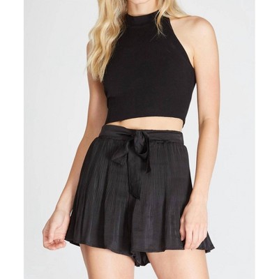 Women's Pleated Satin Shorts - SHE + SKY M