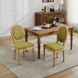 PAGED French Style Dining Chairs Set of 2 Wood Frame Living Room Chairs with Sponge Cushion Backrest for Living Room - 1 of 4