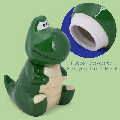 100 North Dolomite Ceramic 10 inch Everyday Cookie & Candy Jar with Airtight Lid: Kitchen Canisters, Pet Treat Containers, Tyrannosaurus Rex Dinosaur — фото 3