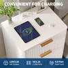 Fluted Nightstand with Charging Station, Mid Century Modern Fluted Nightstand, Modern End Table with Curved Corners - 3 of 4