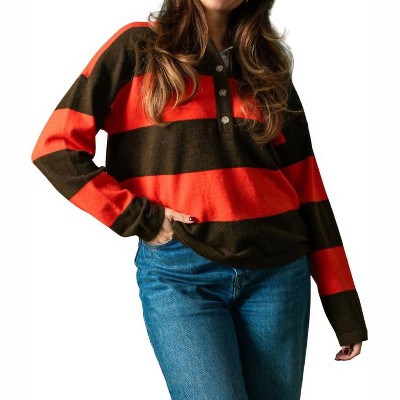 Women's Akiko Stripe Polo Sweater Top - FRNCH