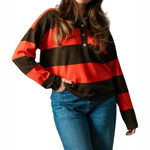Women's Akiko Stripe Polo Sweater Top - FRNCH - 1 of 4