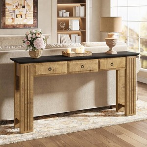 Tribesigns 63" Console Table with 3 Drawers, Farmhouse Sofa Table Behind Couch, Rustic Entryway Furniture for Hallway, Living Room - 1 of 4