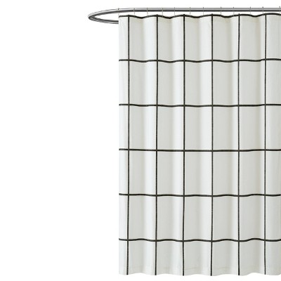 Kurt Windowpane Shower Curtain White/Black - Truly Soft