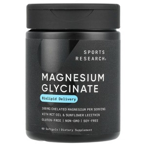 Sports Research Magnesium Glycinate, 160 mg, 60 Softgels (80 mg per Softgel) - 1 of 2