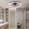 Airsurfer 21" Enclosed Ceiling Fan with Color-Changing LED Light, Black with Blue-Gray Blades, 7-Blade Fandelier, Remote Included - 3 of 4