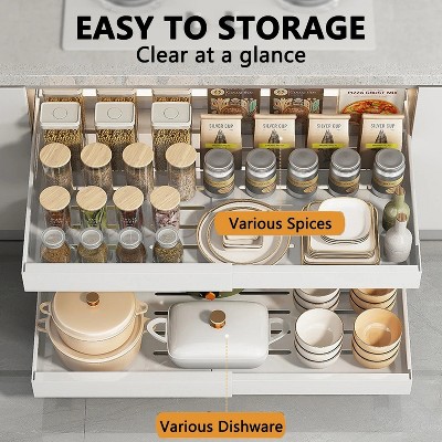 LunaLulinlk Pull out Cabinet Organizer, Expandable Heavy Duty Slide out Drawers for Kitchen, Pantry, Bathroom, 12.6-20.5in