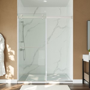 55-59" W x 72" H Frameless Double Silent Sliding Glass Shower Door,with 8mm Clear SGCC Tempered Glass,Stainless Steel Hardware,Reversible Installation - 1 of 4