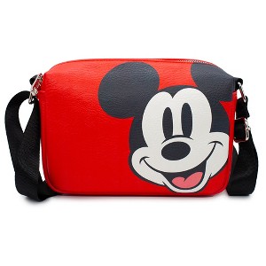 Disney Bag, Crossbody, Rectangle, Mickey Mouse Smiling Face Close Up, Red, Vegan Leather - 1 of 4
