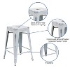 Emma and Oliver Commercial Grade 4 Pack 24" High Backless Distressed Metal Indoor-Outdoor Counter Height Stool - 3 of 4