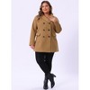Agnes Orinda Women's Plus Size Winter Outfits Notched Lapel Double Breasted Overcoats - 3 of 4