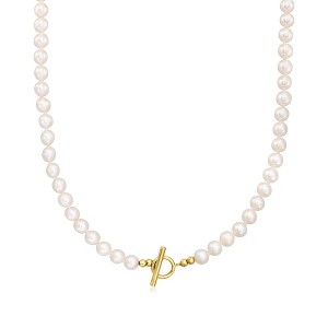 Ross-Simons 5.5-6mm Cultured Pearl Toggle Necklace in 14kt Yellow Gold - 1 of 4
