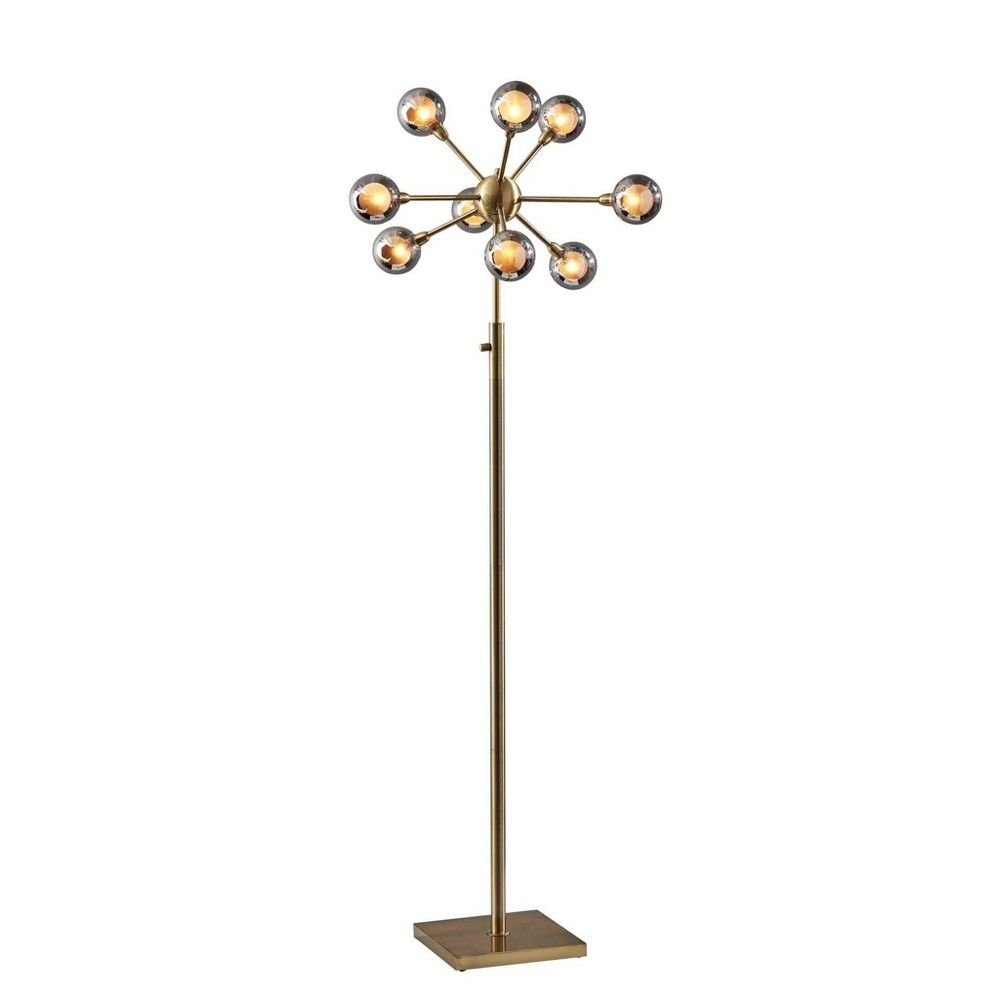 Photos - Floodlight / Street Light Adesso Starling Floor Lamp  Brass: Modern 9-Light, Dimmable, Touch Sensor, ETL Listed (Includes LED Light Bulb)