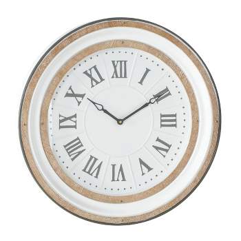 Vintage Wood Wall Clock With Typography Brown - Olivia & May : Target