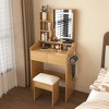 KWPZQEB Vanity Desk with Mirror & Adjustable LED Lights, Makeup Vanity Desk with Hairdryer Holder, Power Outlet & Stool, Dressing Table for Bedroom - 2 of 4