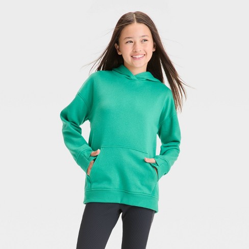 Girls Fleece Hoodie Sweatshirt All In Motion Teal Green M Target