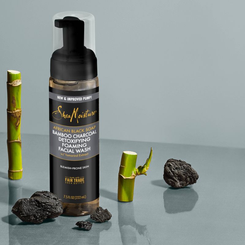 SheaMoisture African Black Soap Bamboo Charcoal Detoxifying Foaming Facial Wash - 7.5 fl oz, 5 of 11
