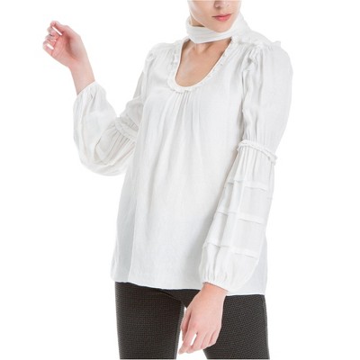 Max Studio London Womens Choker Peasant Blouse