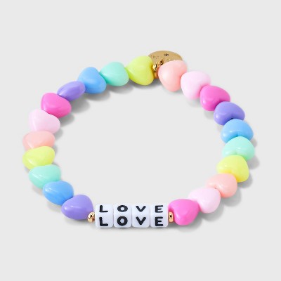 Little Words Project Love Rainbow Heart Beaded Bracelet - Rainbow M/L