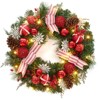 Christmas Wreath, Artificial Christmas  Wreaths, Xmas Wreath with Pine Cone and Berries, Xmas Decorations for Windows, Wall, Mantel,  Front Door - 2 of 4